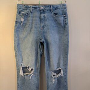 Paige Noella High Rise Straight Distressed Jeans, Ravenna Destructed | 33